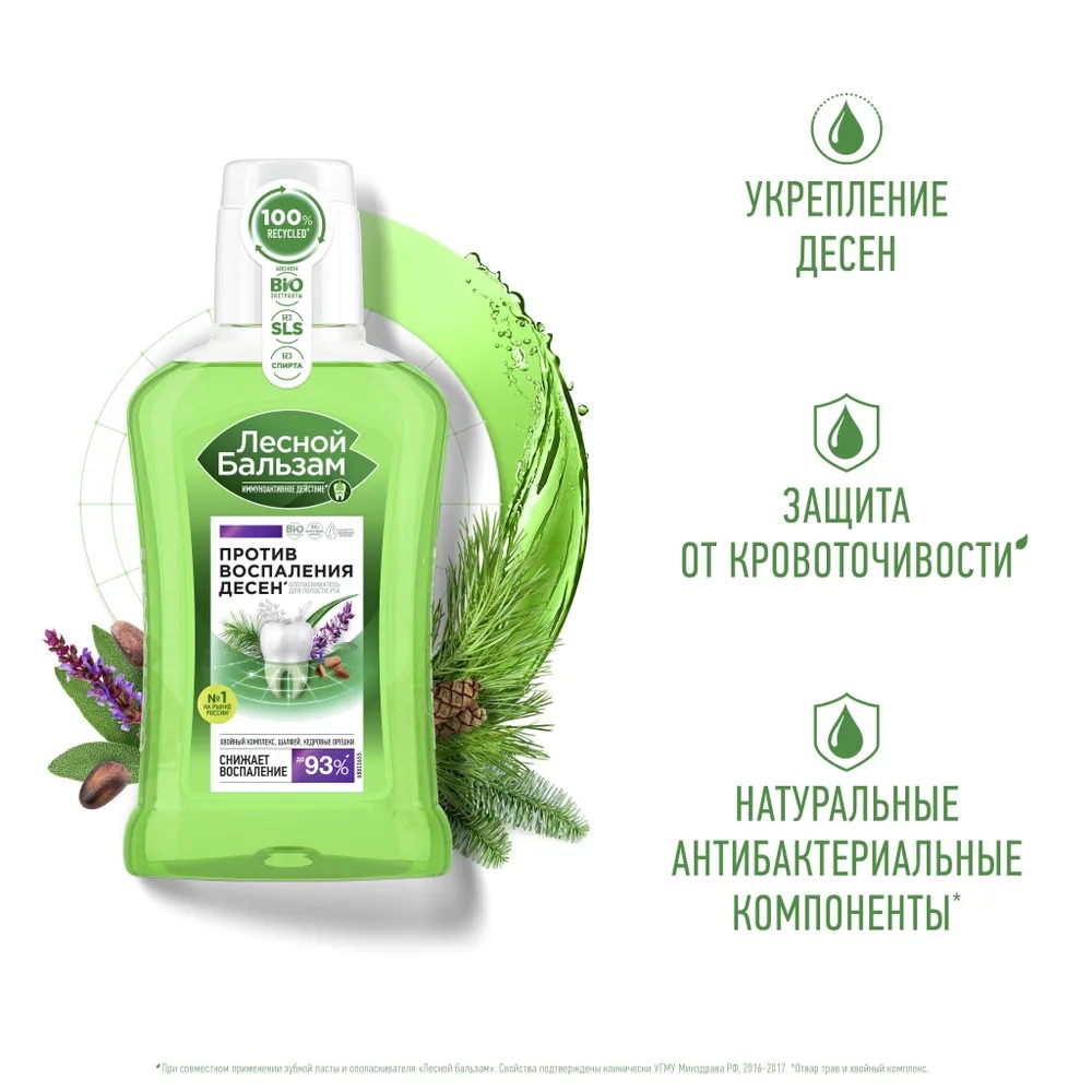 Лесной бальзам ополаскиватель для десен Шалфей/Кедровые орешки 250мл