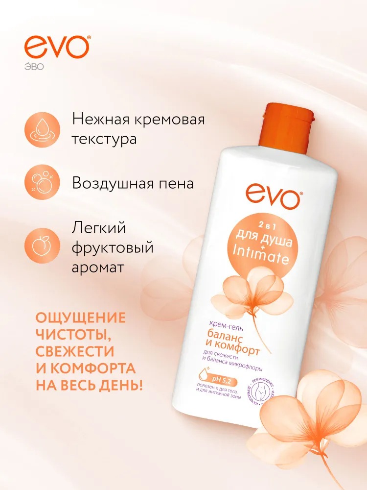 Крем-гель 2в1 для душа и интимной гигиены EVO Баланс и Комфорт 400 мл
