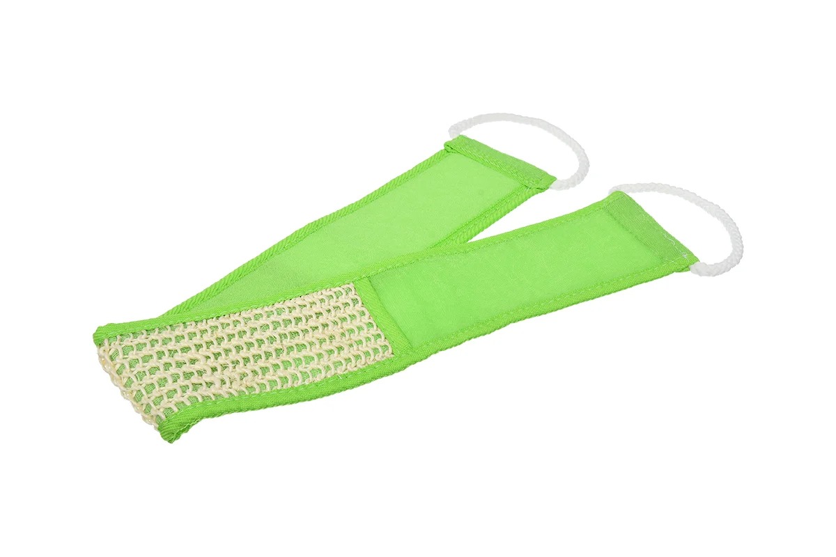 Банные штучки Мочалка из сизаля лента с сегментами хлопка с веревочной ручкой цвет.40098