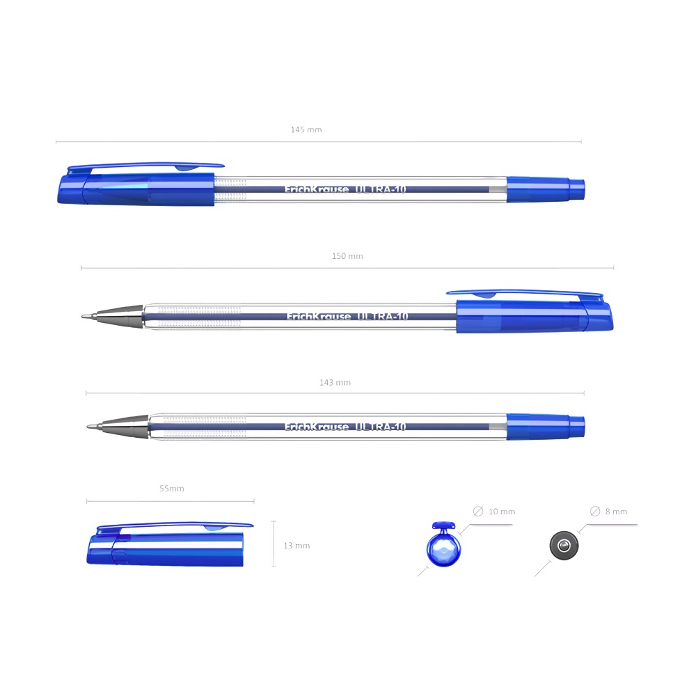 Erich Krause Ручка шариковая Ultra-10 2шт синий пакет 