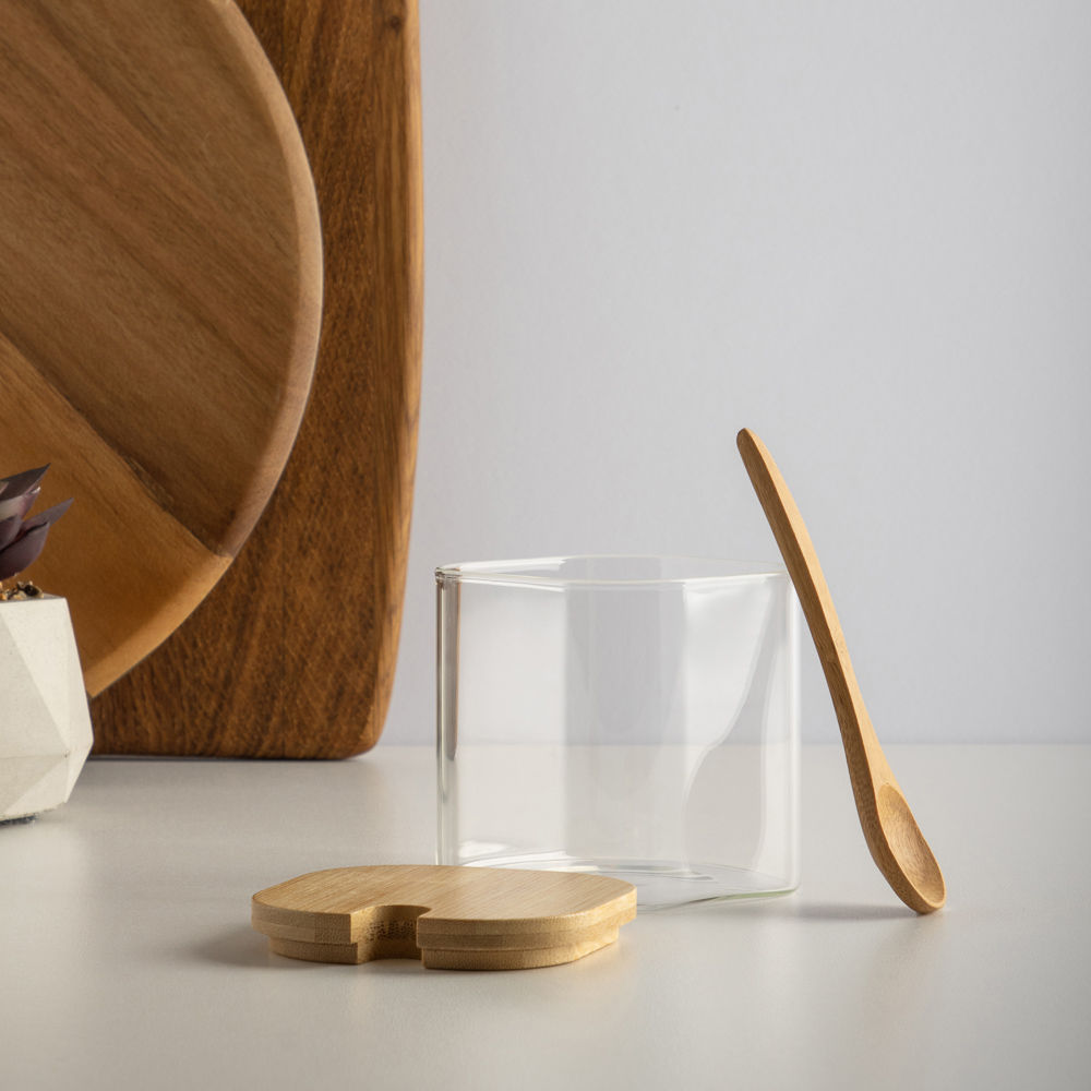 VETTA ЭКО Вуд Набор банок для хранения с ложкой, 9х8х8см, стекло, бамбук