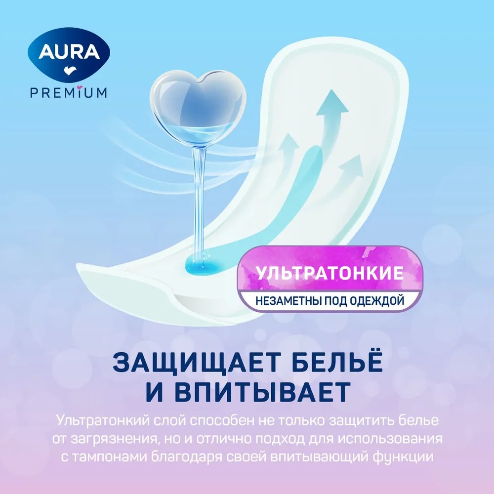Aura Premium Прокладки женские ежедневные ультратонкие Multiform Light 20шт 