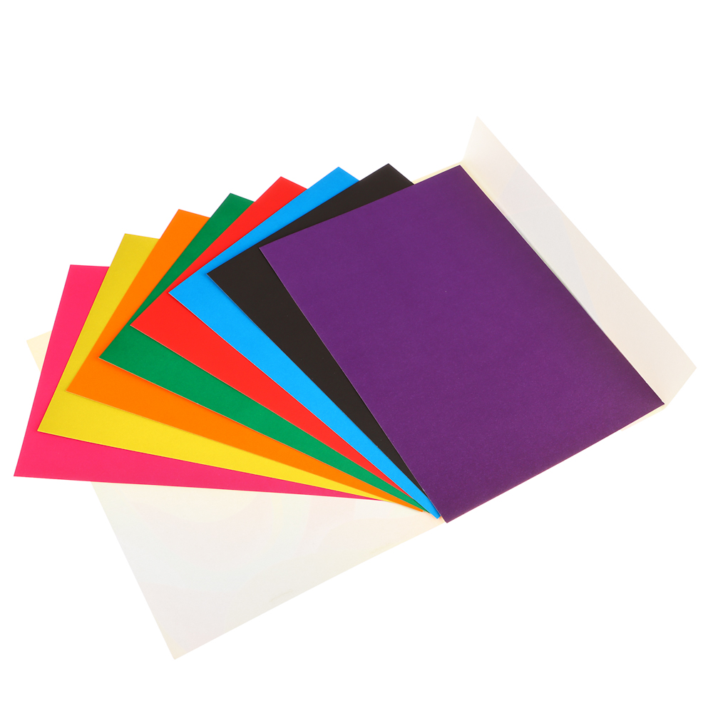 Картон цветной 8 листов, 8 цветов, А4, в папке