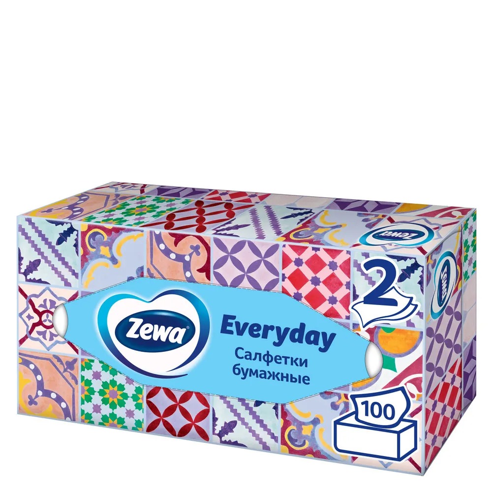 Зева салфетки для лица 2-слойные Евридей 100шт