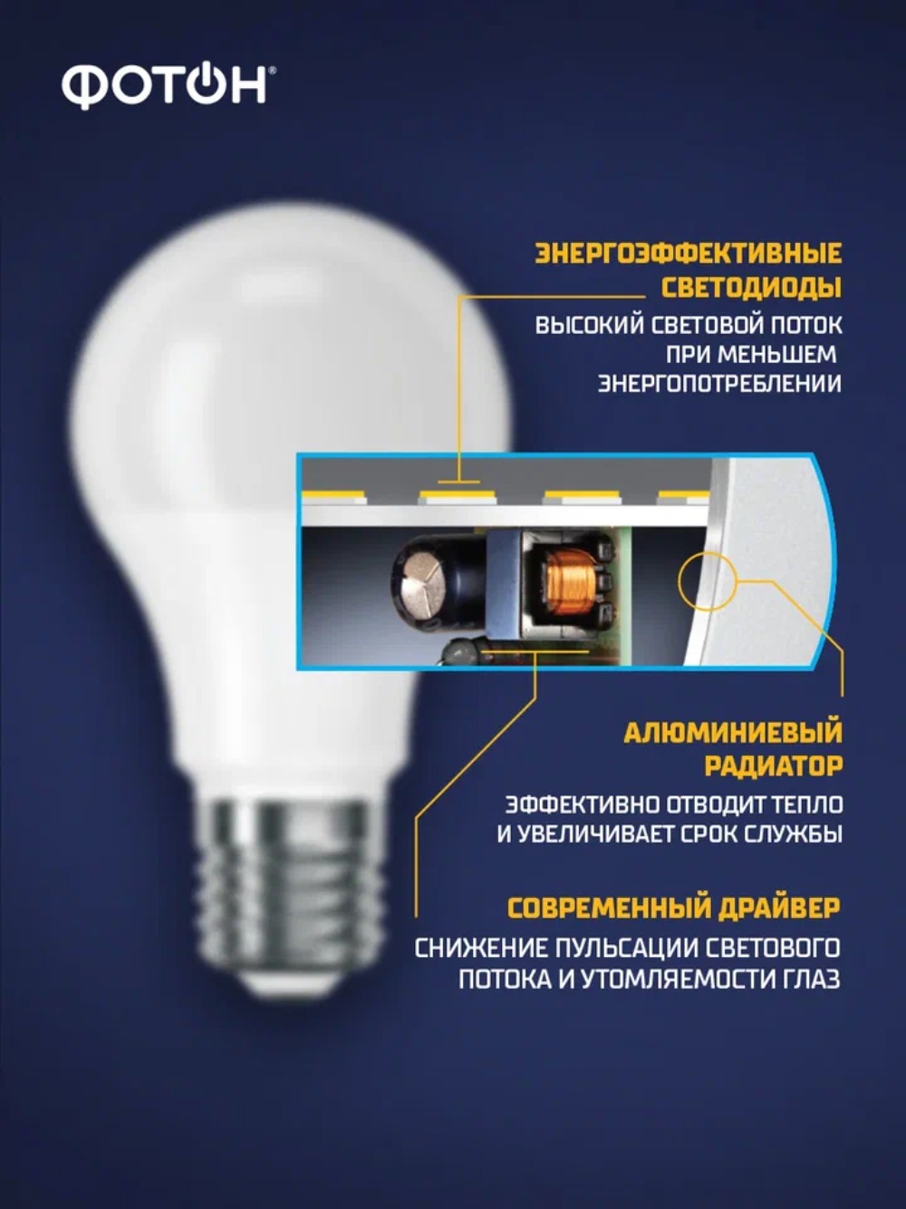 Фотон светодиодная Led A60 10W E27 4000K
