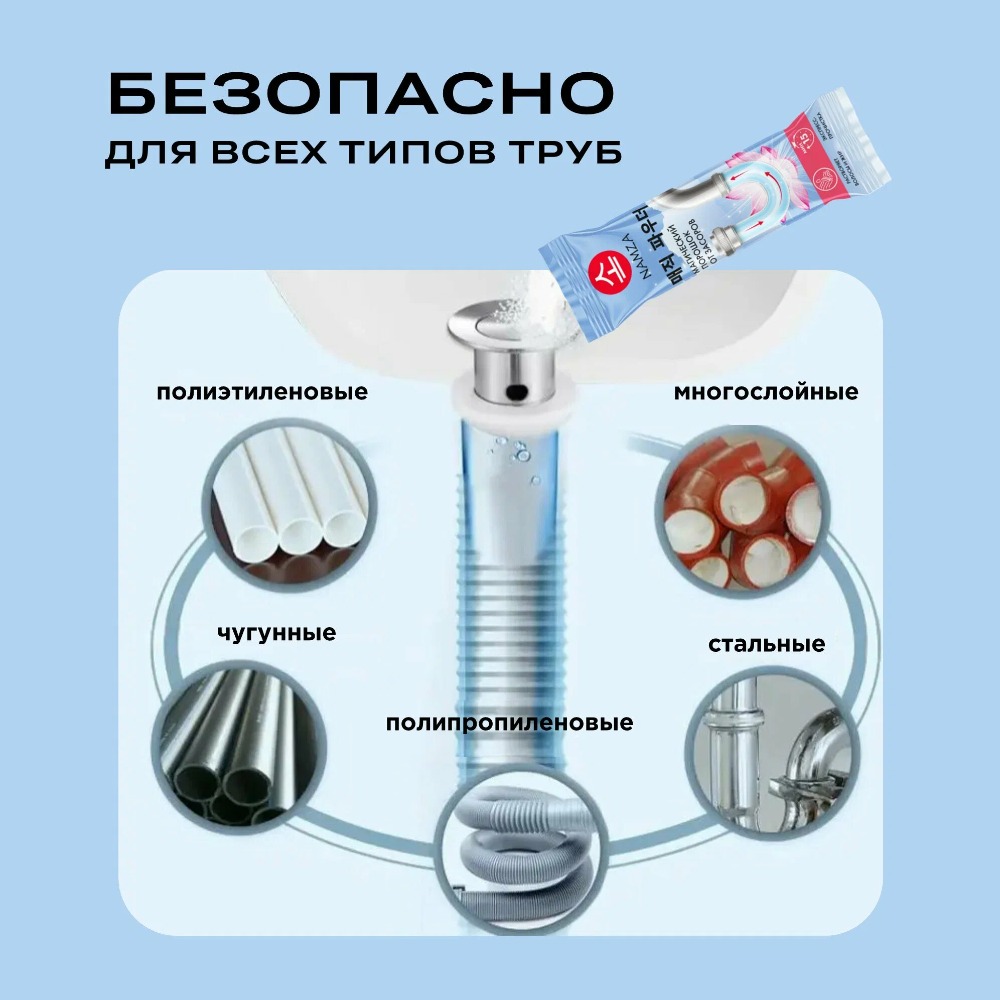 NAMZA Порошок для устранения засоров в канализацион.трубах 4шт*30г