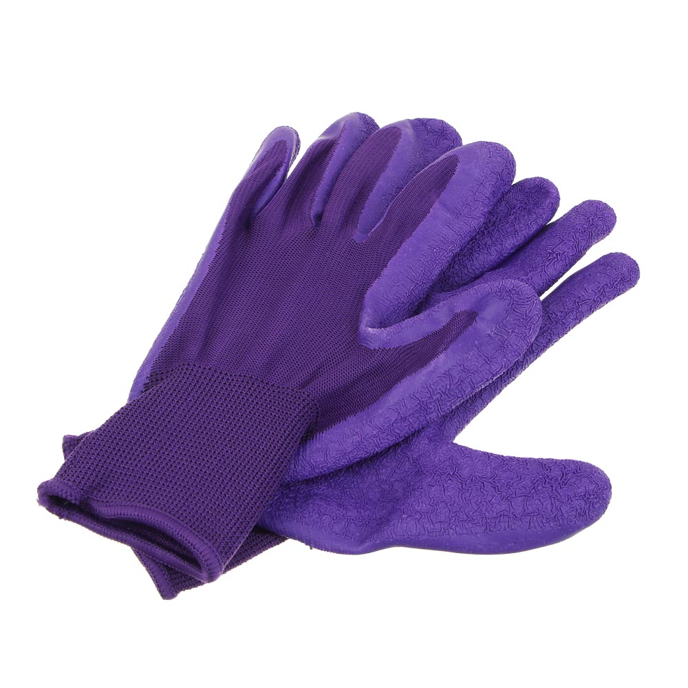 INBLOOM Перчатки с морщинистым латексным полуобливом р.10, 25 см, полиэстер, 55г 