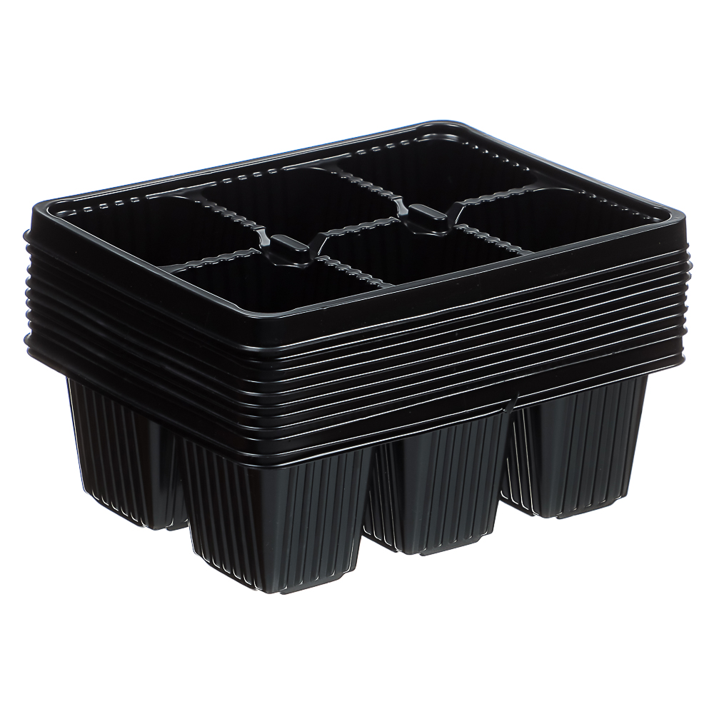 Мини-кассета рассадная 6 ячеек (уп.10шт), черная