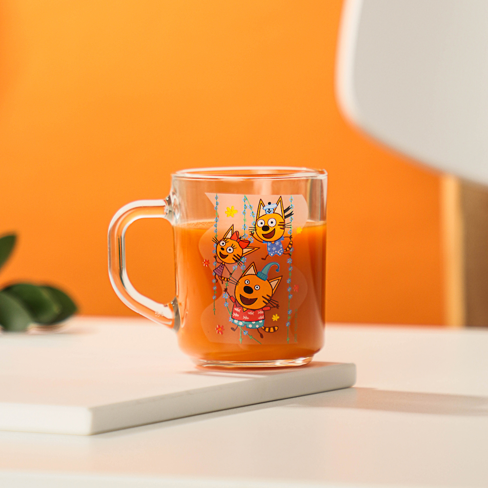 Кружка "Три кота, цветы"  230мл стекло