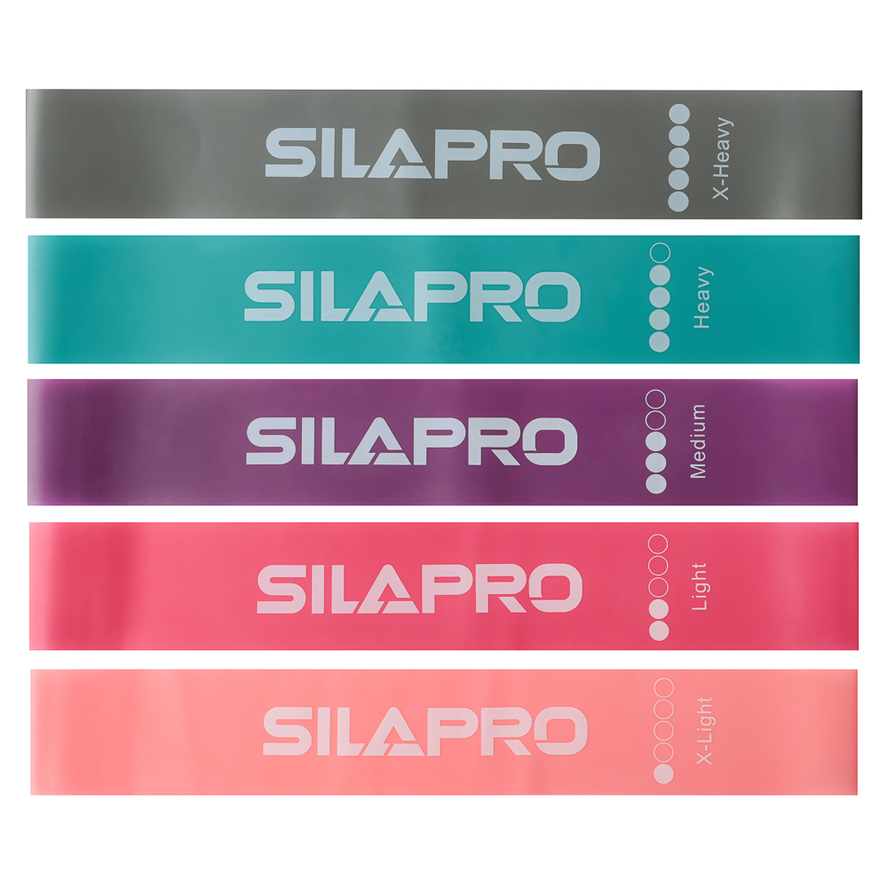SILAPRO Набор фитнес резинок 5шт (2,5кг, 4,5кг,7кг, 9кг, 14кг)