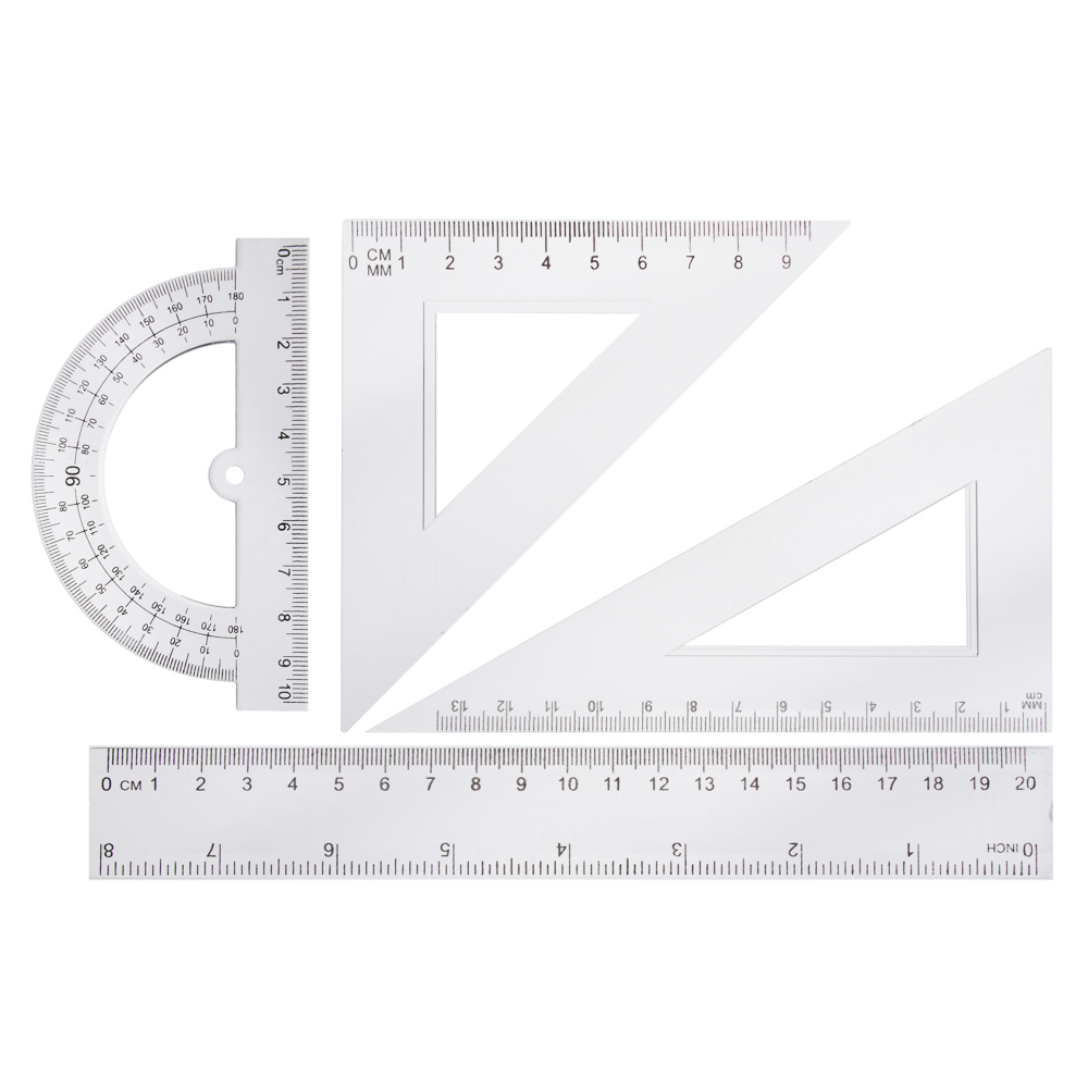 ClipStudio Набор геометрический (линейка 20см, 2 угольника, транспортир) 