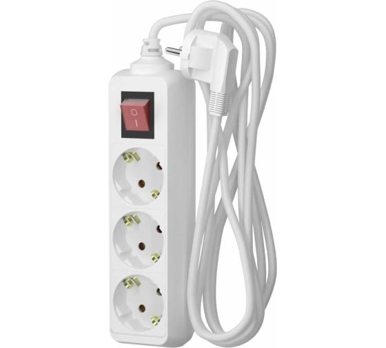 Удлинитель сетевой "Фотон" 16-53ЕS (1х5) 3м 16А с заземл., с выкл., белый