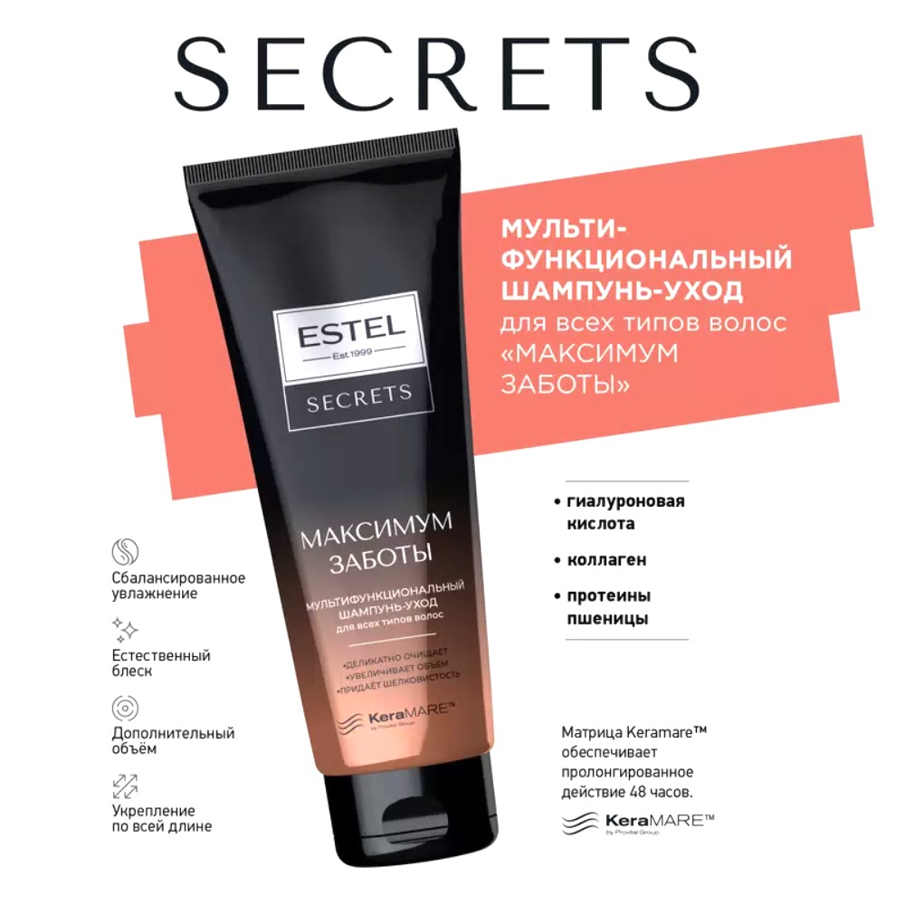 Secrets Максимум заботы мультифункциональный шампунь-уход для всех типов волос 250мл