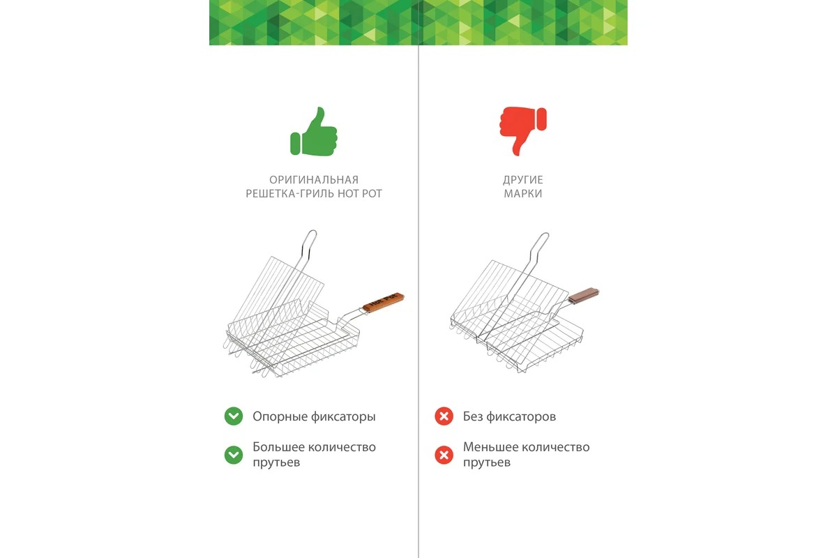 HotPot Решетка-гриль универсальная глубокая 50(+5)х25х25х4см 61338