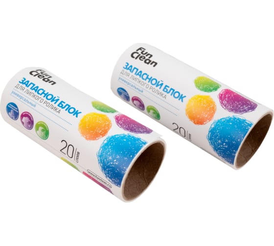 (А) Фея/Fun Clean запасные блоки для ролика-щетки 2 шт для одежды 20 слоев