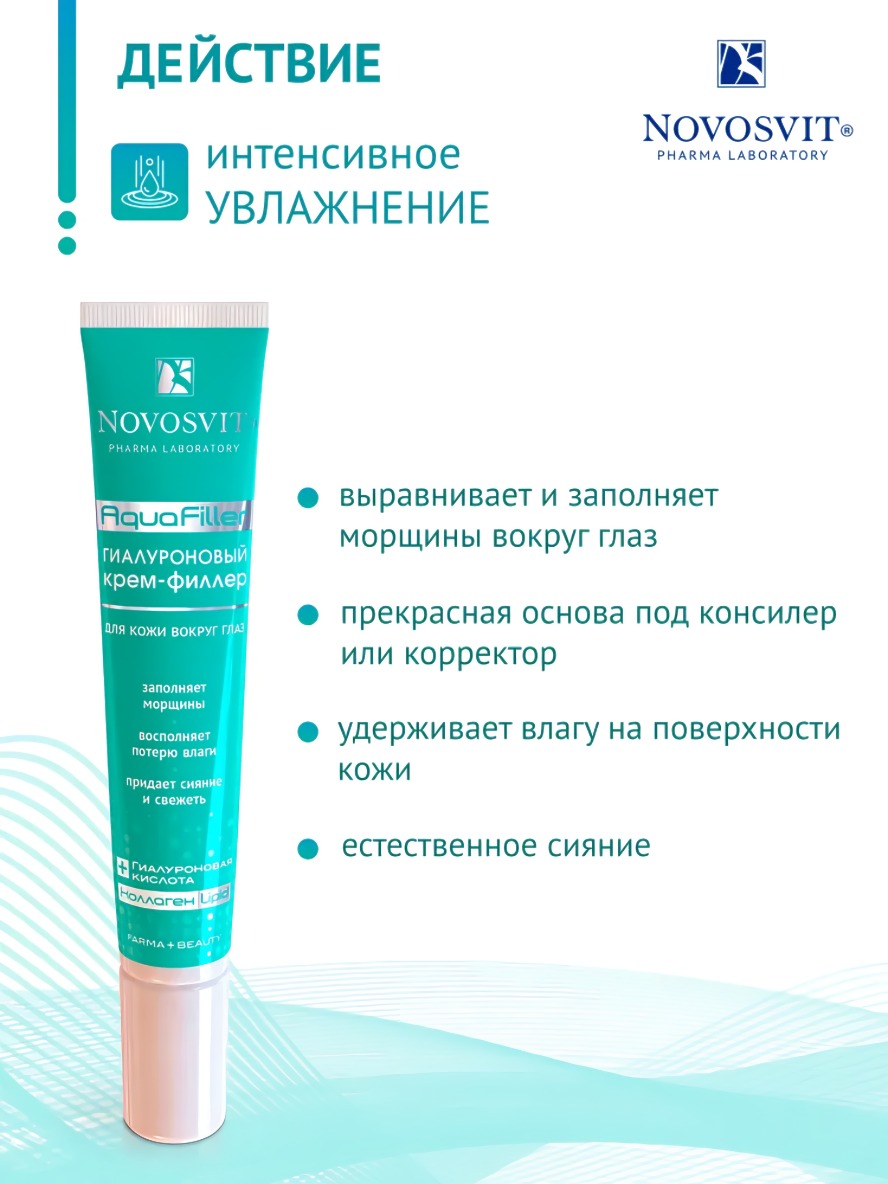 Novosvit Гиалуроновый крем-филлер "AquaFiller" для кожи вокруг глаз 20мл