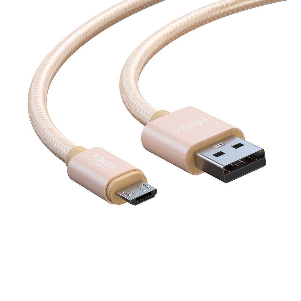 FORZA Кабель для зарядки Флоренция Micro USB, 1.5м, 1.5А, тканевая оплётка, 3 цвета, пакет