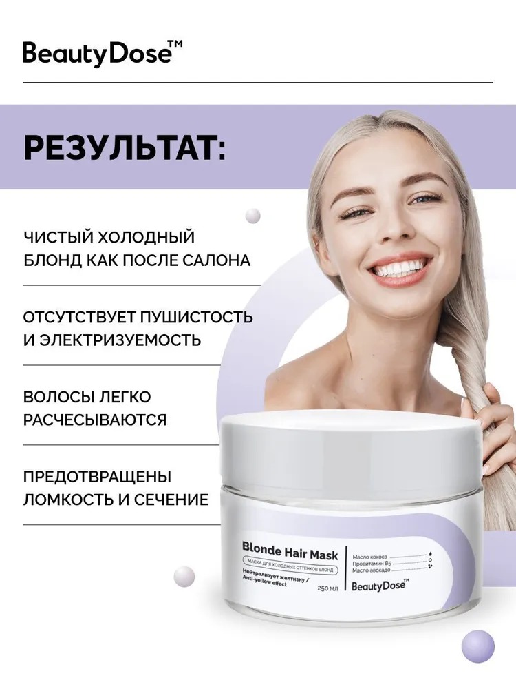 BeautyDose маска восстанавливающая для холодных оттенков блонд 250мл