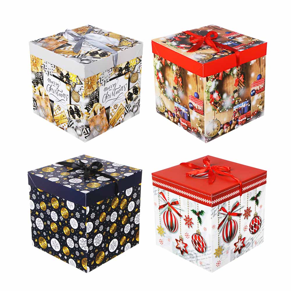 СНОУ БУМ Коробка подарочная,складная 25х25х25см