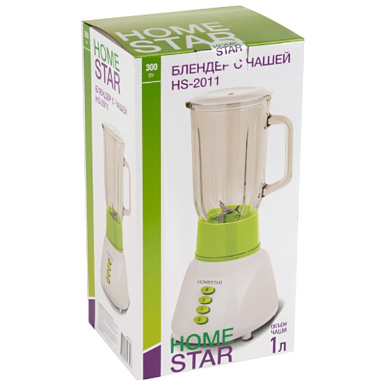 Блендер Homestar HS-2011 со стеклянной чашей 300 Вт, 2 скорости
