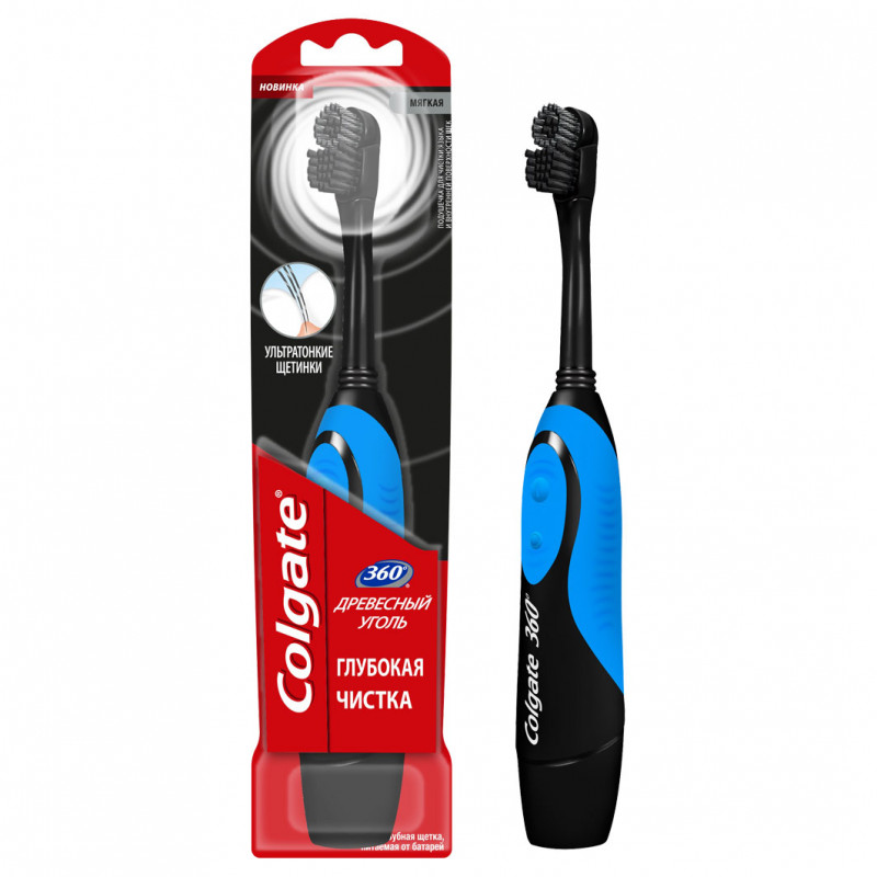 Колгейт 360 Древесный уголь всей полости рта электрическая мягкая 