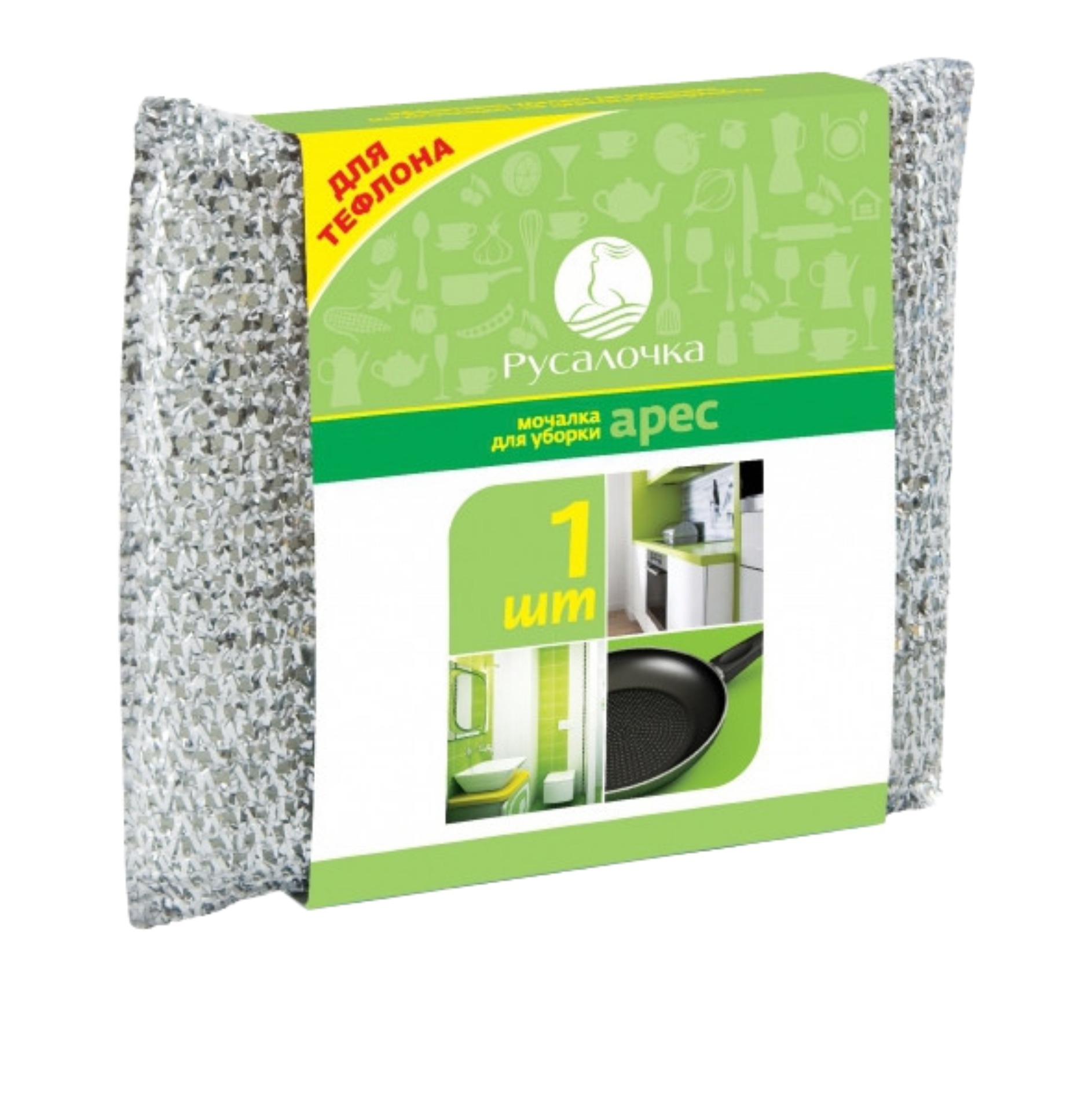 Мочалки для посуды Арес в металлической оплетке для тефлона 1шт