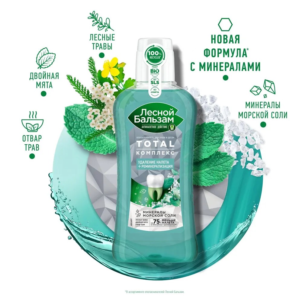 Лесной бальзам ополаскиватель для десен мята,лесные травы на отваре 400мл