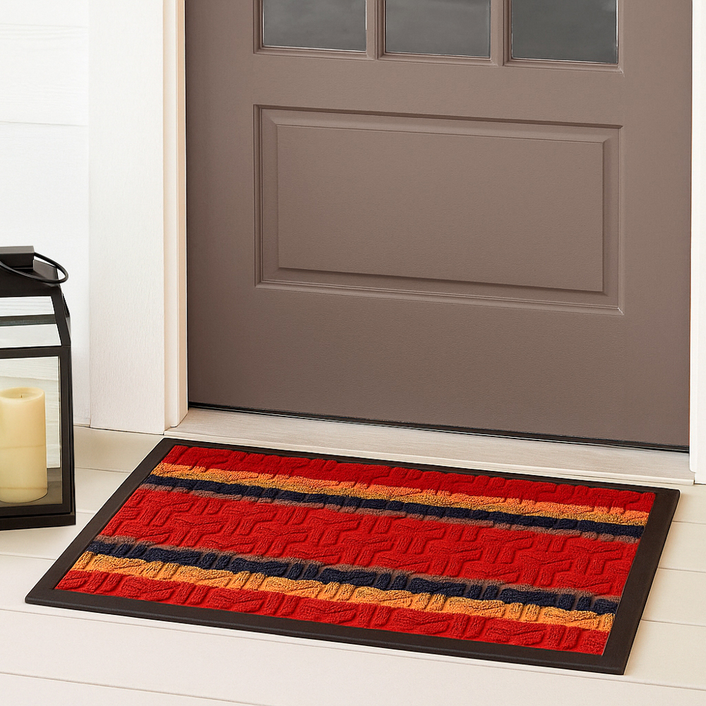 VETTA Коврик придверный, ворсовый с резиновой каймой, 40x60см, яркая полоска, 4 дизайна