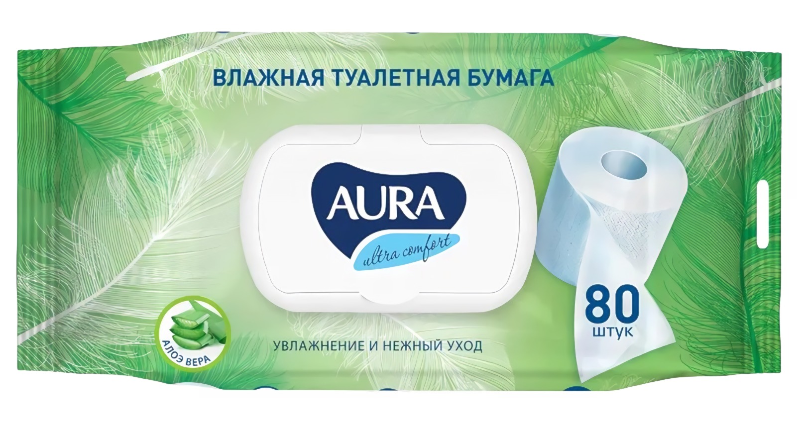 Aura Влажная туалетная бумага Ultra comfort 80 шт