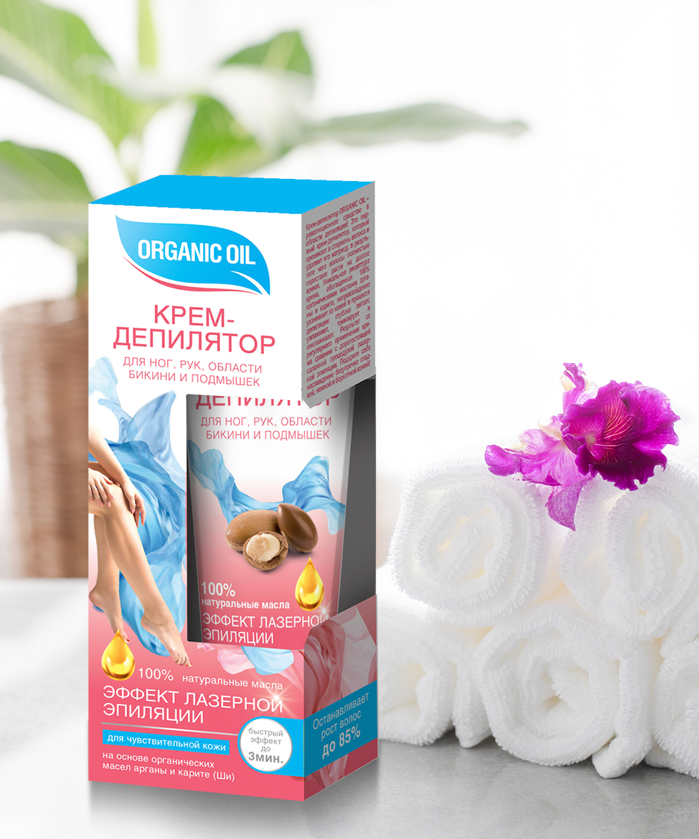 Organic Oil Крем-депилятор для ног,рук,области бикини и подмышек д/чувст/кожи 100мл Organic Oil Крем-депилятор для ног,рук,области бикини и подмышек д/чувст/кожи 100мл