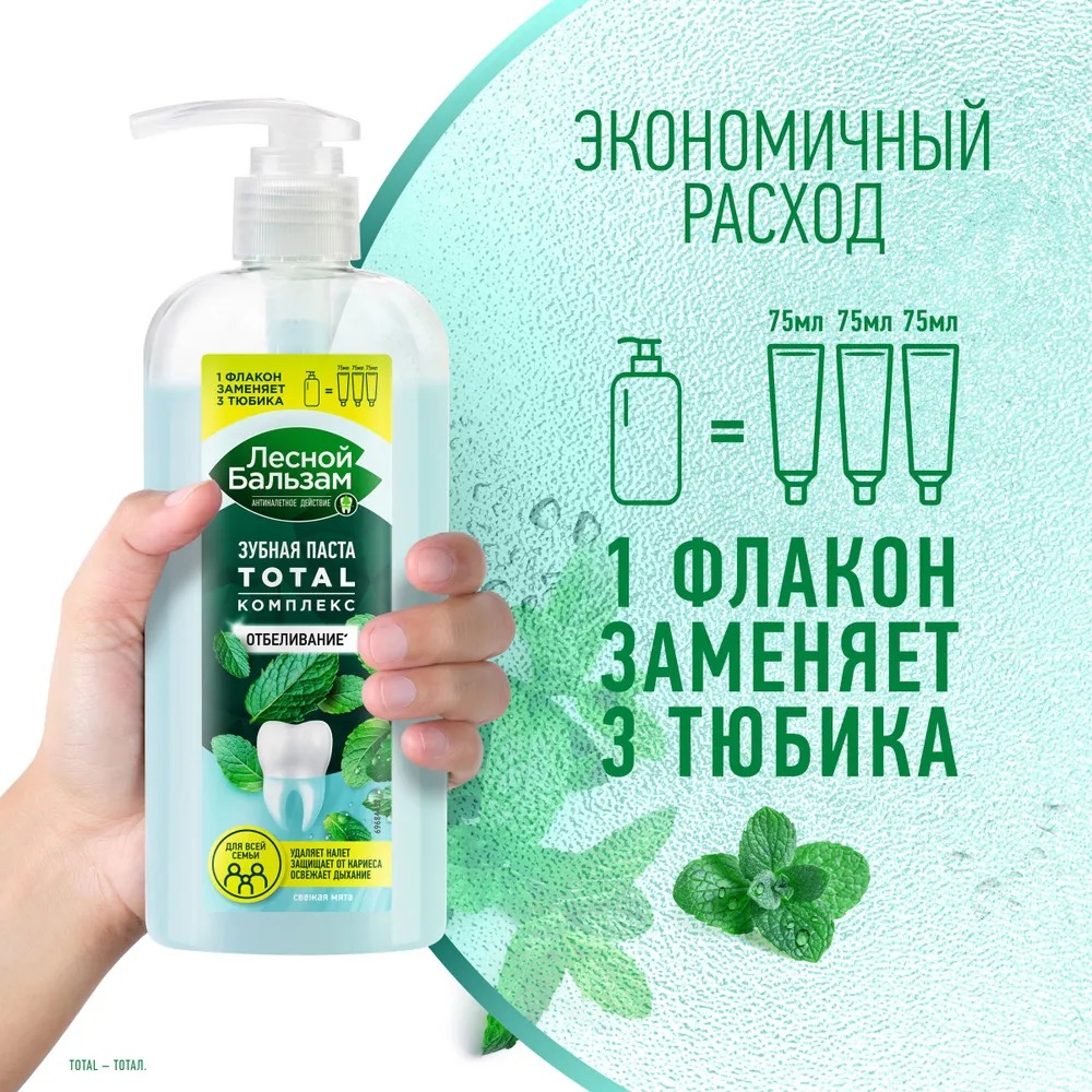 Лесной бальзам Total Комплекс отбеливание свежая мята 290мл