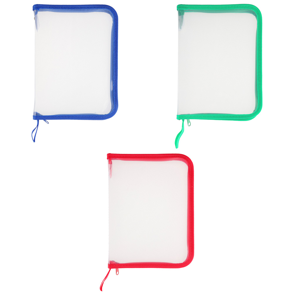 Папка для тетрадей А5, на круговой молнии, 450мкм, ПВХ, 3 цвета молнии