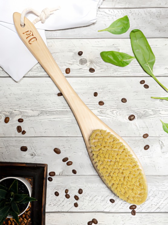 Массажная щетка для сухого массажа,натуральное волокно Тампико на ручке 610004