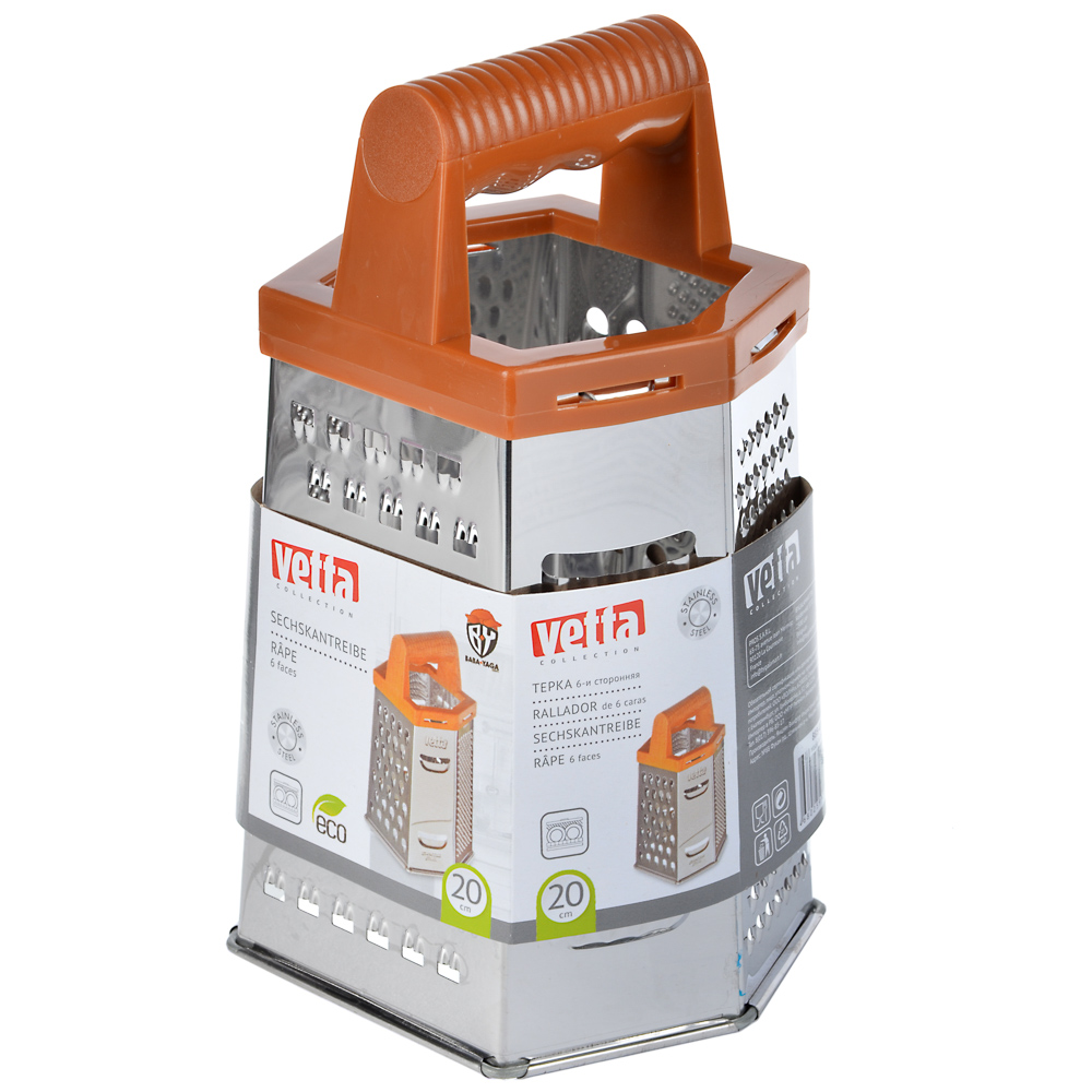 VETTA Терка 6-и сторонняя 20см, нерж.сталь, под дерево, KL326A-8S