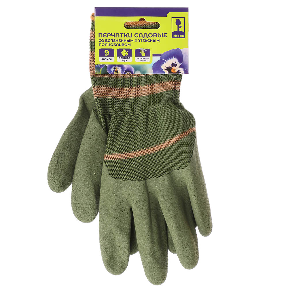 INBLOOM Перчатки садовые с вспененным латексным полуобливом 23см 9р INBLOOM Перчатки садовые с вспененным латексным полуобливом 23см 9р