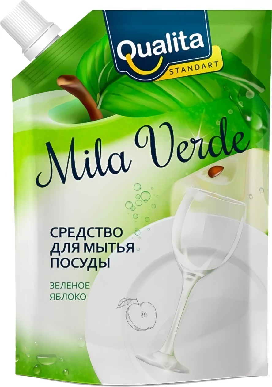 Qualita Средство для мытья посуды Mila Verde зеленое яблоко дой-пак 450мл 