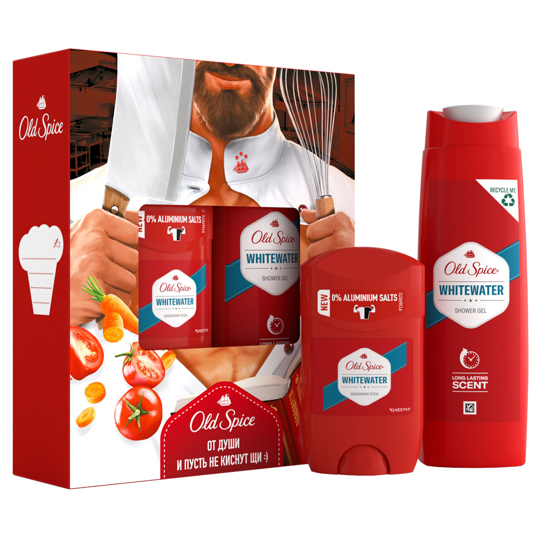 OLD SPICE Whitewater Твердый дезодорант 50мл+гель для душа+шампунь 250мл
