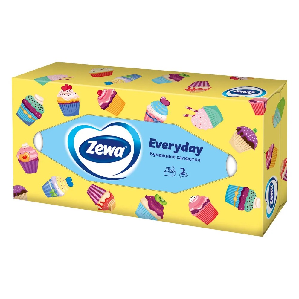 Зева салфетки для лица 2-слойные Евридей 100шт