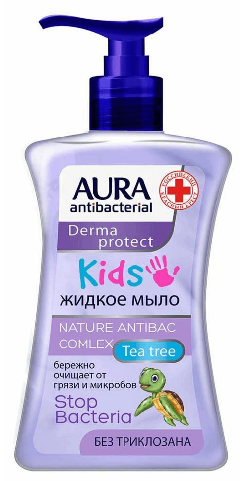 Aura жид.крем-мыло антибактериальное Kids 250мл дозатор 