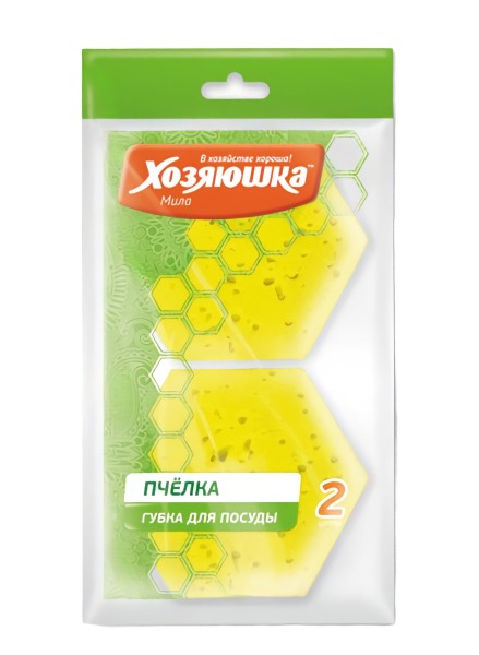 Губка для тефлона "Хозяюшка Мила" Пчелка 2шт 01020