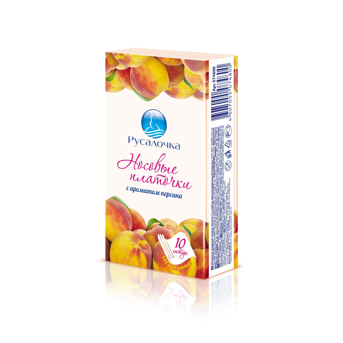 Русалочка носовые платки ароматизированные3-х слой 6х10шт (Персик)