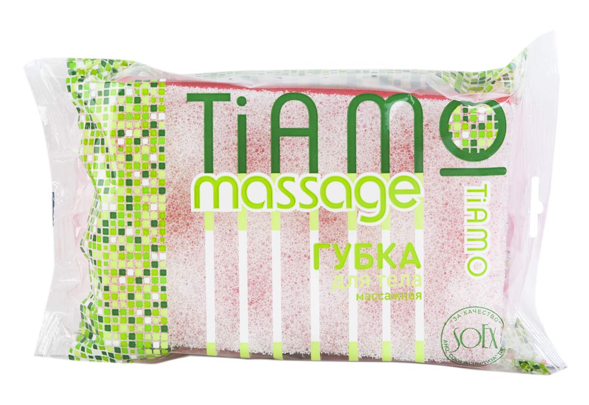 Фея плюс Губка для тела массажная прямоугольная/Tiamo Massage "Оригинал" поролон+массаж