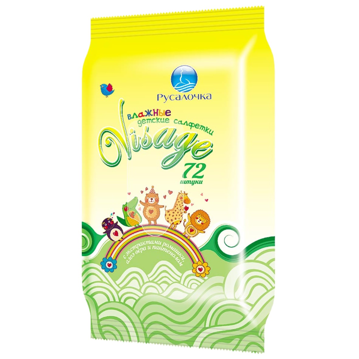 Русалочка салфетки освежающие Visage детские 72шт
