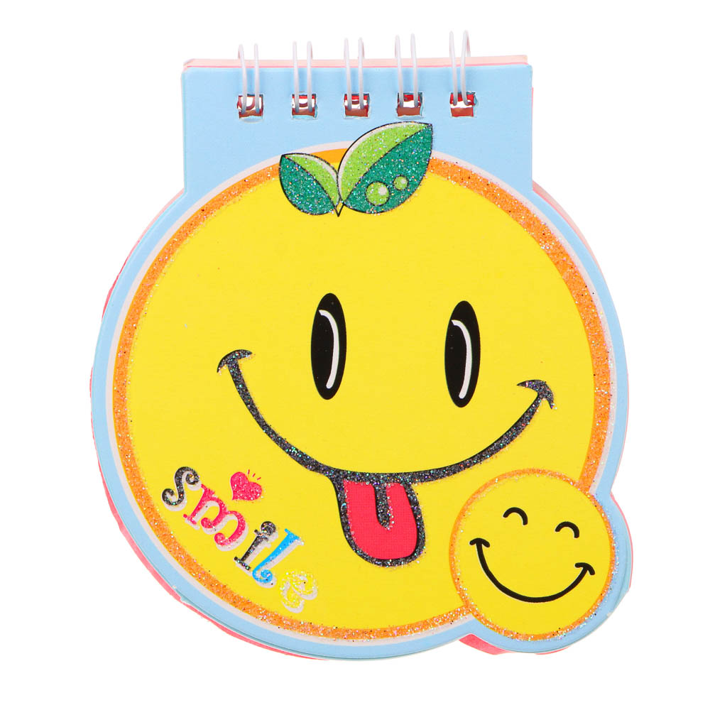 Записная книжка фигурная 40 листов в форме смайлика 9,5х8,5см,