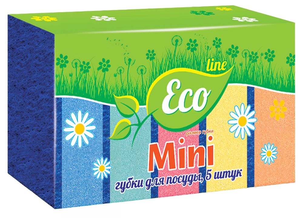 Губки Eco Line для посуды Mini/Стандарт 5шт