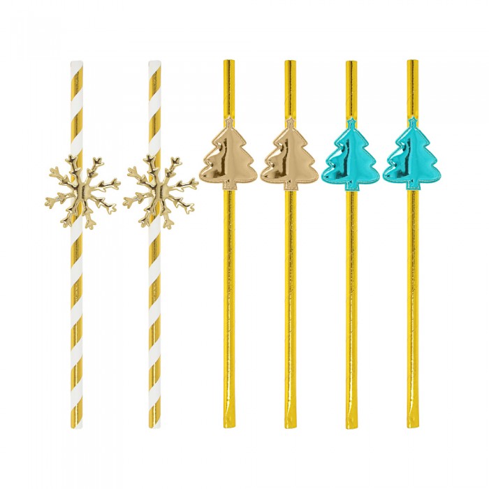 СНОУ БУМ Трубочки с декором 19,5см 6шт