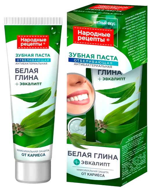 Зубная паста Отбеливающая антибактериальная "Народные рецепты" 75мл