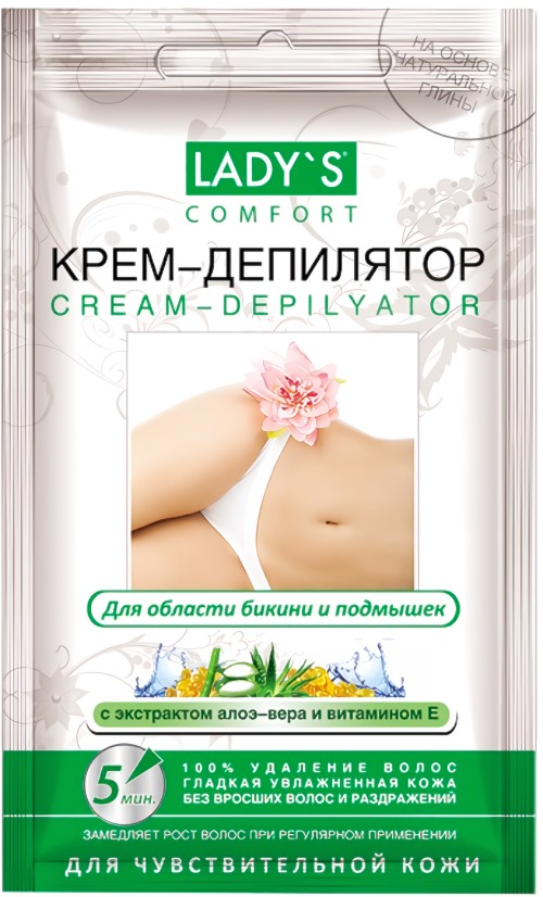 Lady's Крем-депилятор д/обл.бикини д/всех типов кожи с увл.компл.экстр.Алоэ вера и вит.Е 30мл