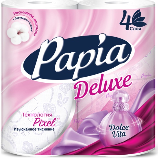 Туалетная бумага "Papia Deluxe Dolce Vita" 4сл. 4 шт 