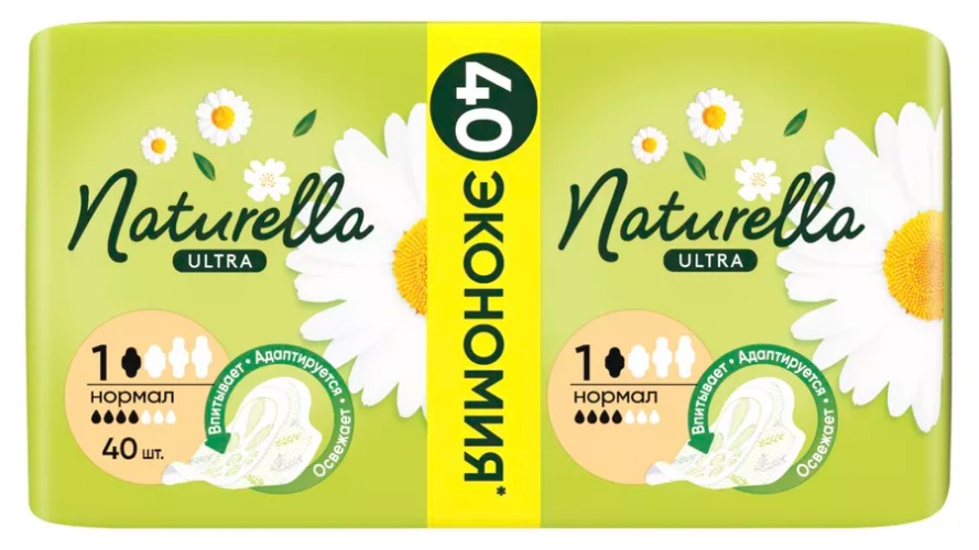 Натурелла ультра нормал квадро с крылышками 40шт